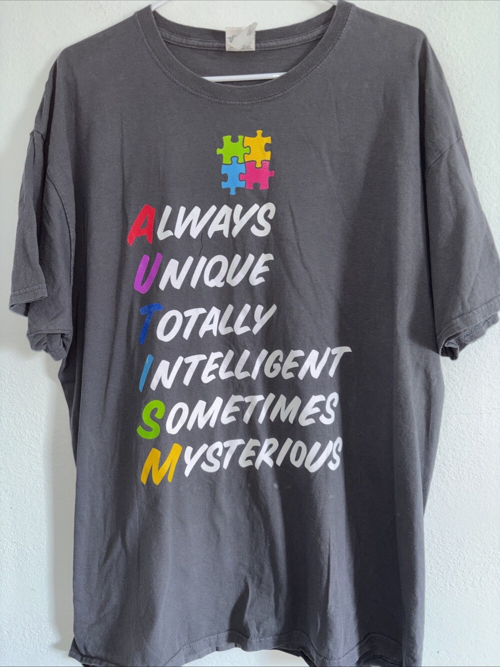Autism Always Unique Totally Intelligent Sometimes Mysterious T-Shirt  Size XL